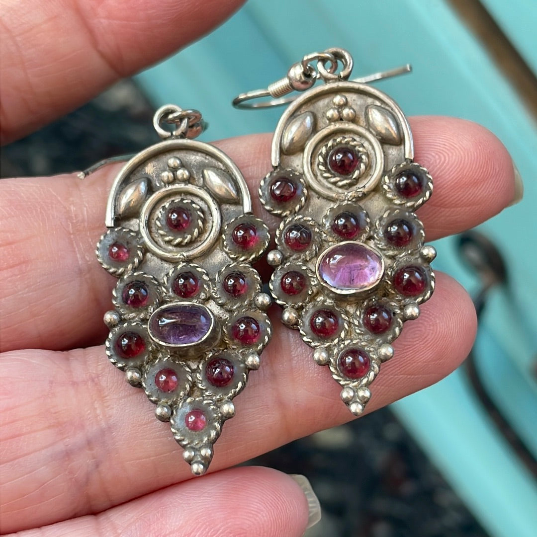 Vintage Garnet Sterling Silver Earrings online