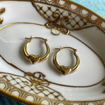 Heart Hoop Earrings - 14k Gold - Vintage