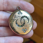 Moon Locket - Paste and Pearl - Gold Filled - Antique
