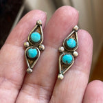 Turquoise Stud Earrings - Sterling Silver - Vintage