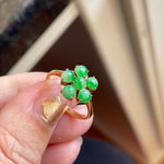 Jade Flower Ring - 18k Gold - Vintage