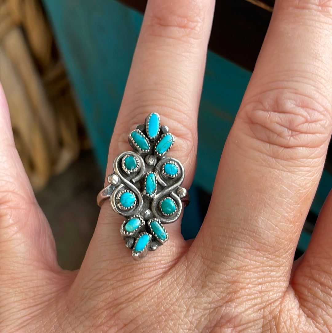 Amazing petit point turquoise ring size 5.5. (Could be resized) Vintage. shops I love