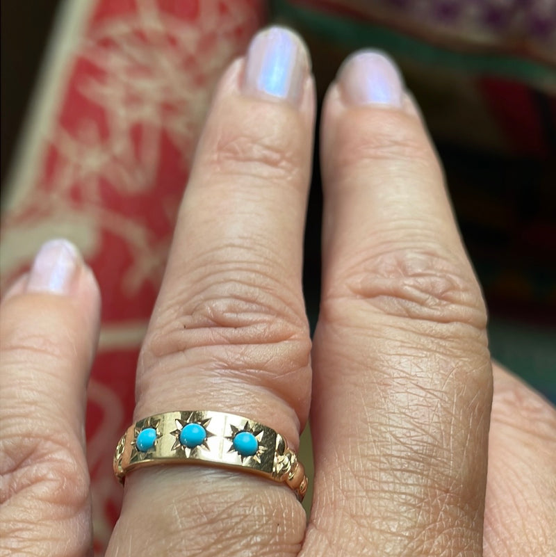 Turquoise Gypsy Band - 10k Gold - Vintage