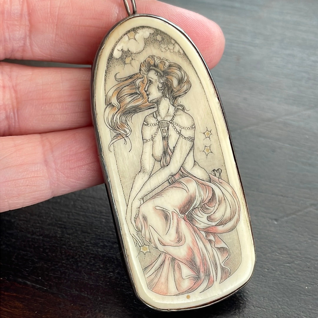 Vintage hot sale scrimshaw jewelry