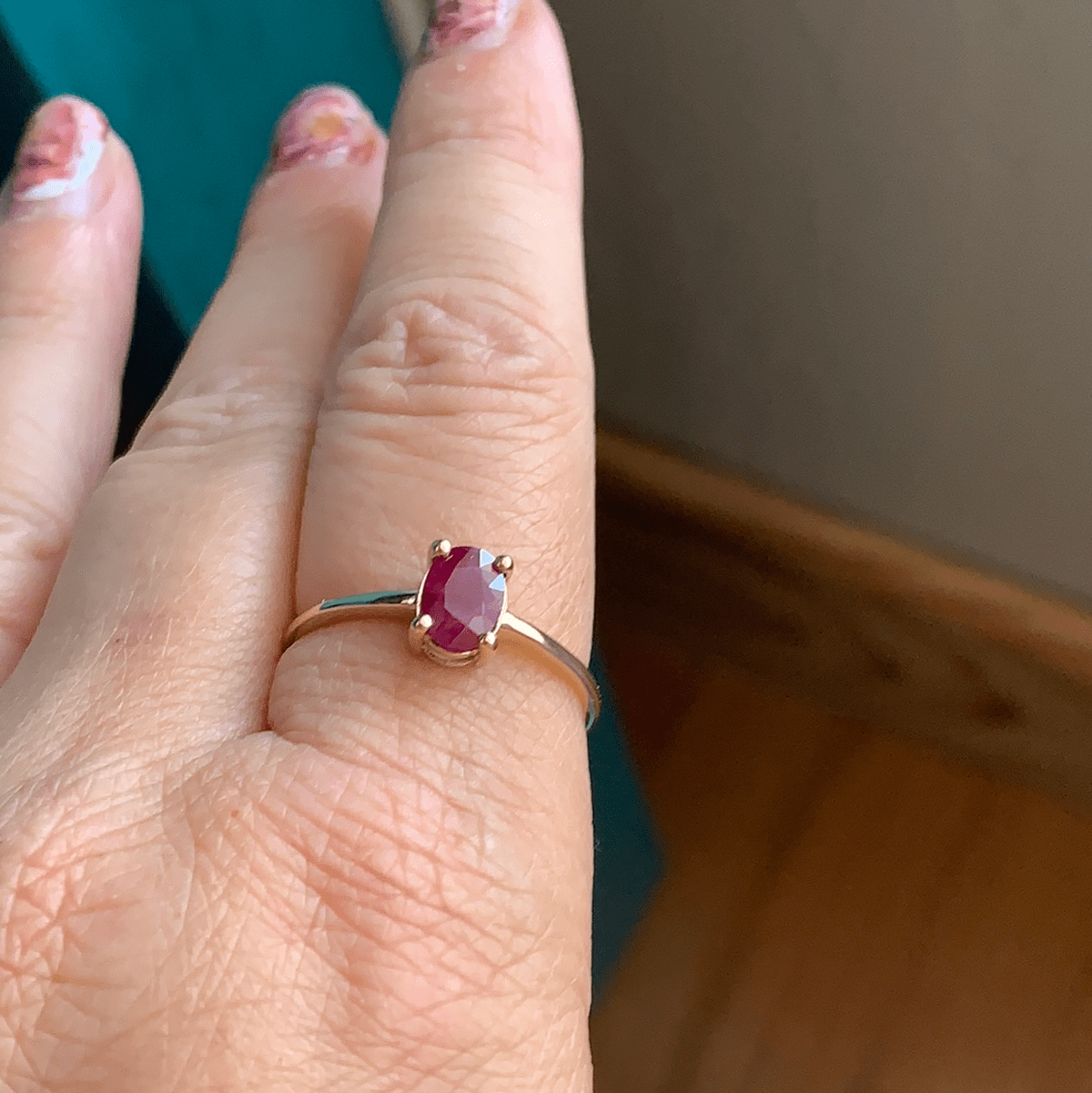 10kt antique store ruby solitaire