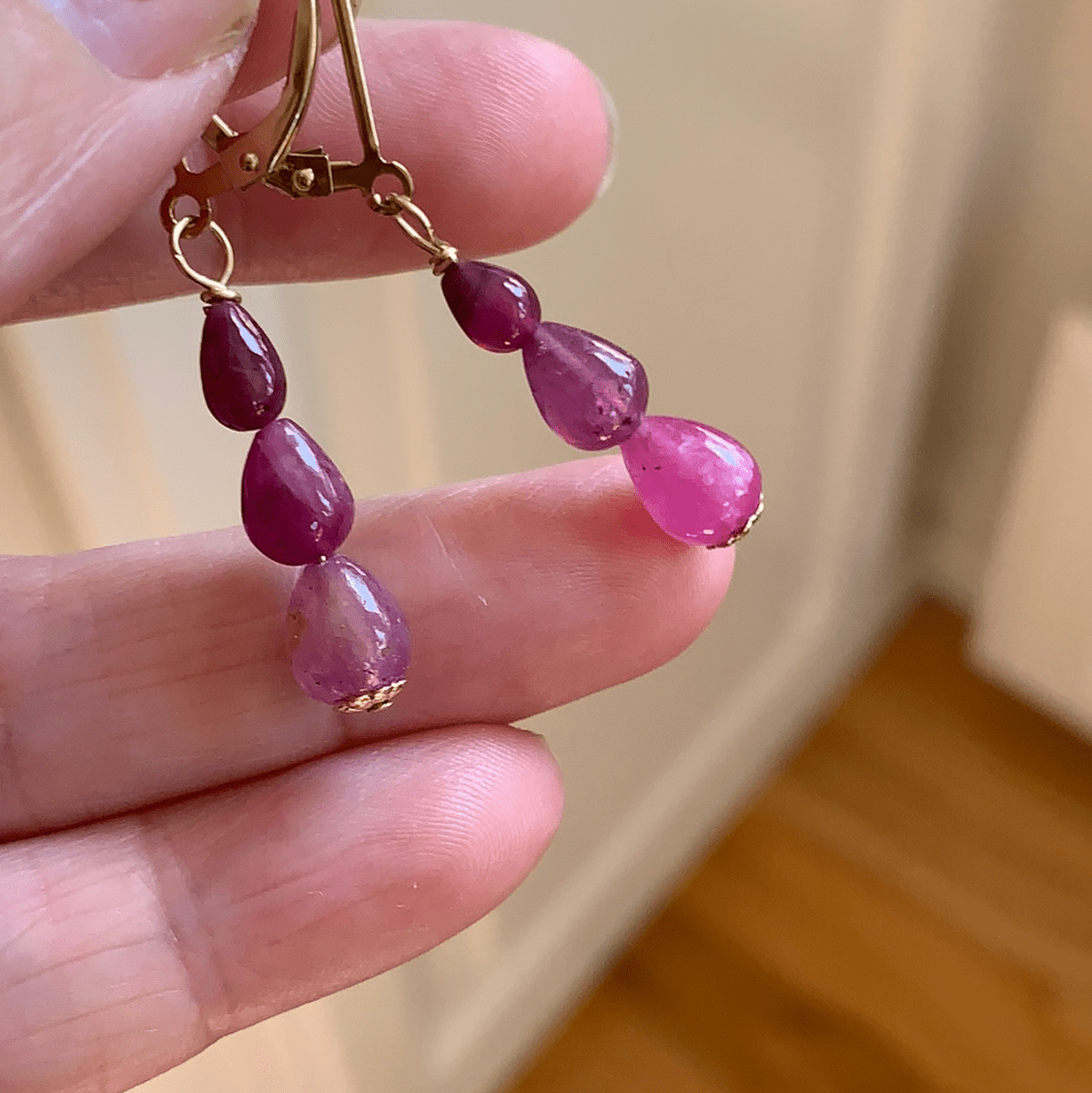 Vintage Natural Ruby hotsell Earrings Rose Gold Drop Earrings