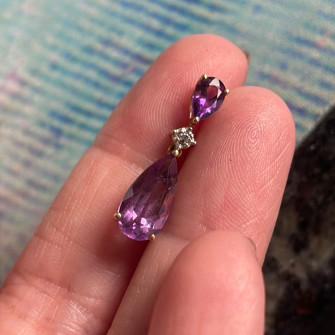 amethystdroppendant14kgoldvintavs Vintage Paris Jewelry