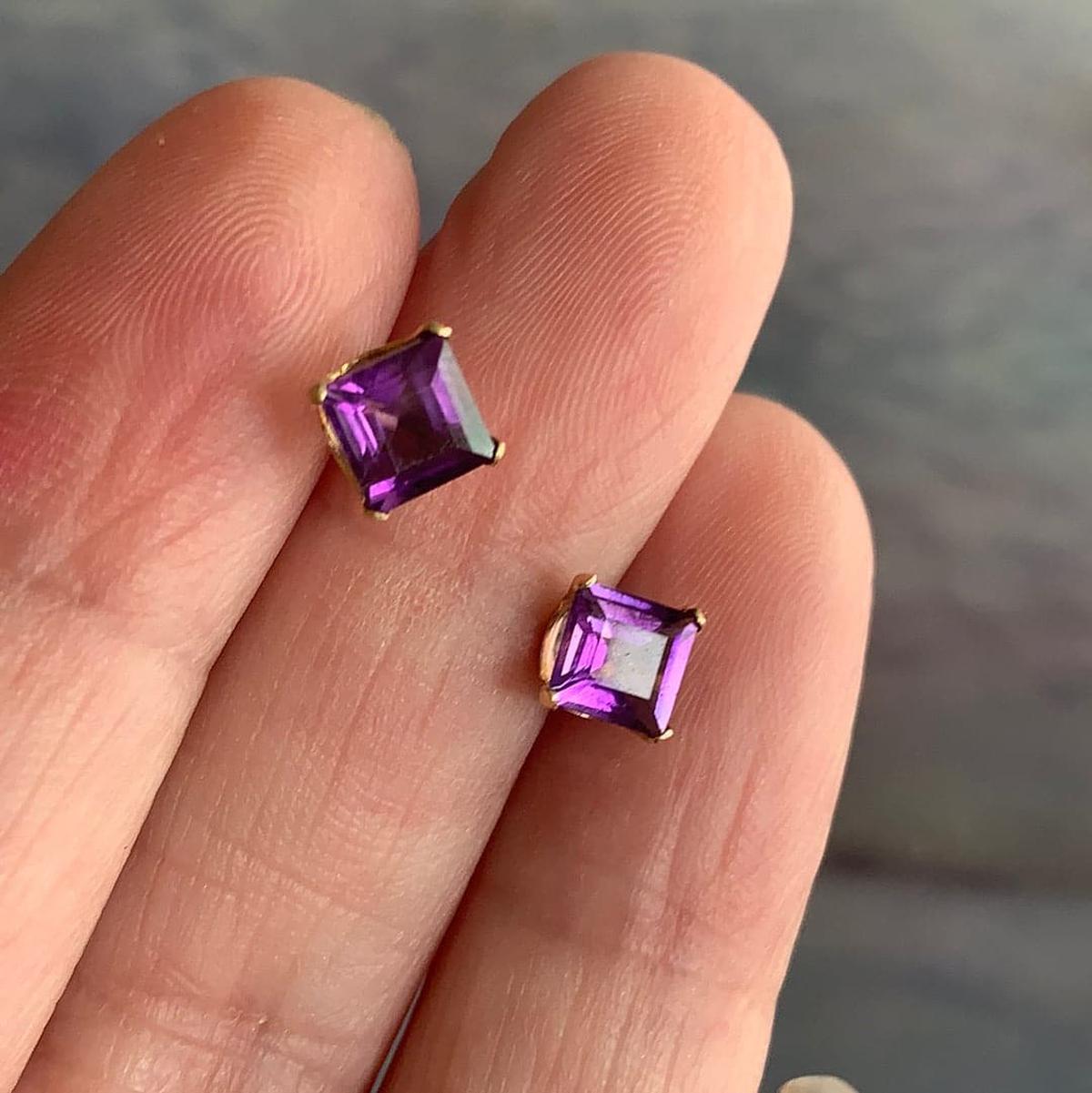 Square shop amethyst earrings