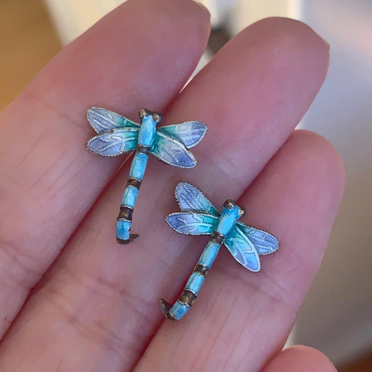 Teal Dragonfly 24mm Silver Plated Enamel Connector Charms C5551 - 2, 5