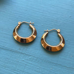 Flattened Hoop Earrings - 14k Gold - Vintage