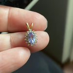 Tanzanite Diamond Halo Pendant - 14k Gold - Vintage