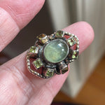 Prehnite Ring - Peridot and Citrine - Sterling Silver - Vintage