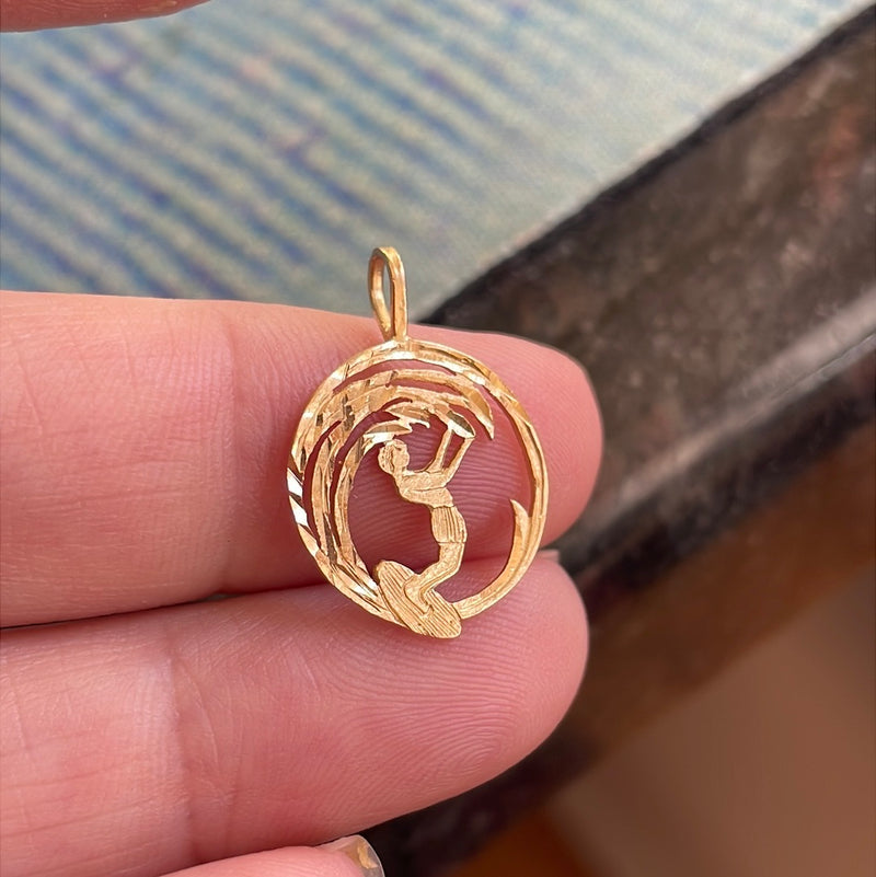 Surfer Pendant - 14k Gold - Vintage