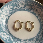 Ornate Hoop Earrings - 10k Gold - Vintage