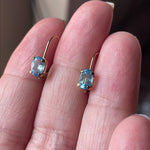 Blue Topaz Leverback Earrings - 10k Gold - Vintage