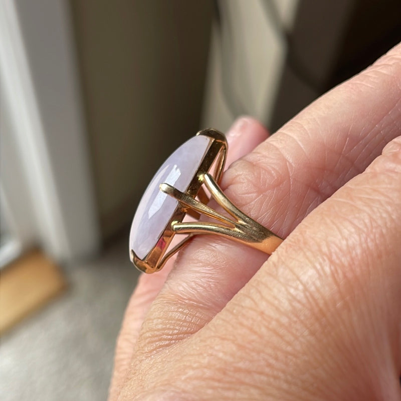 Lavender Jade Ring - 14k Gold - Vintage