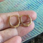 Octagonal Dainty Hoop Earrings - 9k Gold - Vintage