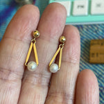 Pearl Drop Earrings - 14k Gold - Vintage