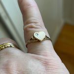 Heart Diamond Signet Ring - 10k Gold - Vintage