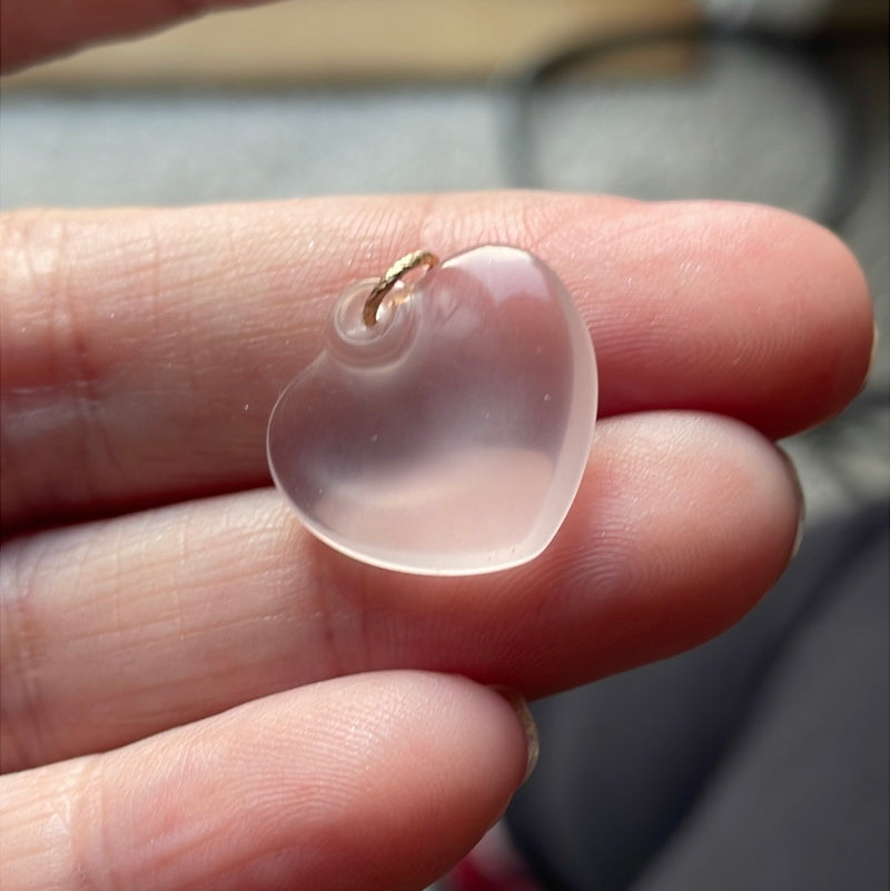 Rose Quartz Heart Pendant - Gold Filled - Vintage