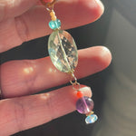 Gemstone Pendant - Prasiolite, Fluorite, Moonstone, Apatite and Coral - Gold Filled - Handmade