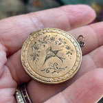 Bird Locket - Gold Filled - Antique