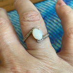 Opal Diamond Bypass Ring - 10k Gold - Vintage