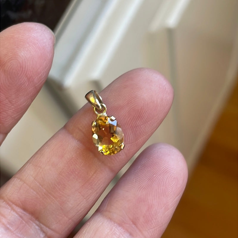 Citrine Pendant - 14k Gold - Vintage