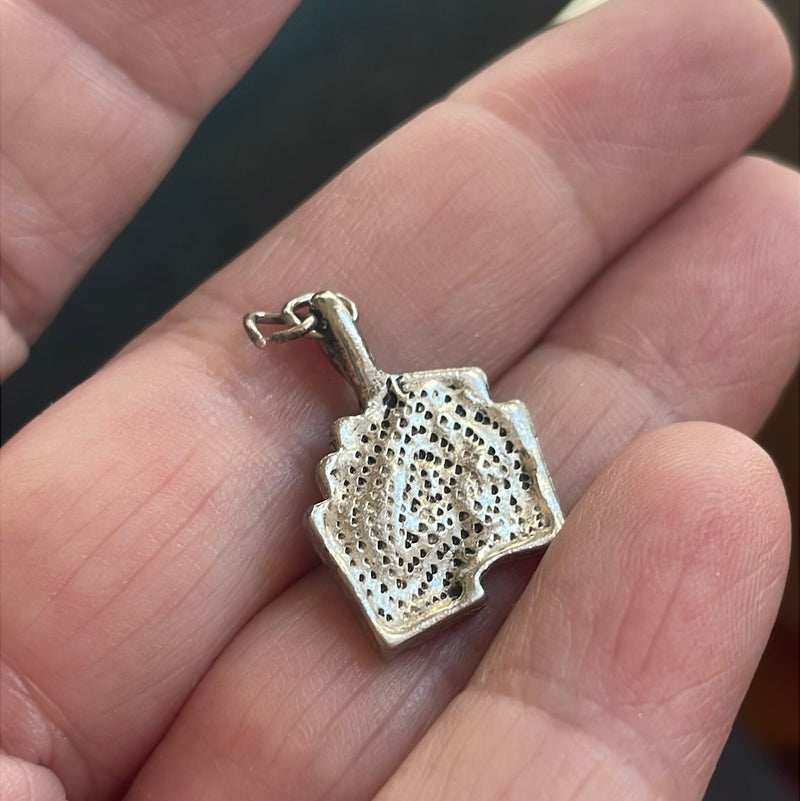 Enamel Card Charm - Sterling Silver - Vintage