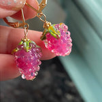 French Pink Berry Earrings - Gold Filled - Handmade