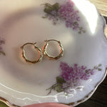 Dainty Angled Hoop Earrings - 14k Gold - Vintage