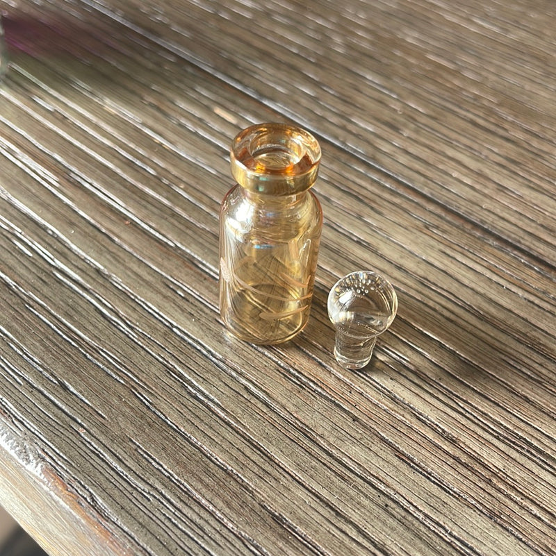 Mini Glass Bottle - Golden Yellow - Vintage