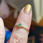 Emerald Diamond Dainty Ring - 10k Gold - Vintage