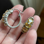 Citrine Hoop Earrings - Sterling Silver - Vintage