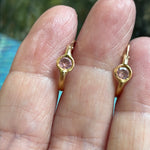 Pink CZ Hoop Earrings -  14k Gold - Vintage