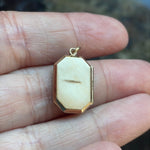 Octagonal Locket - Engraved - 9k Gold - Vintage