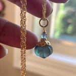 Carved Fluorite Pumpkin Necklace - Gold Filled - Handmade