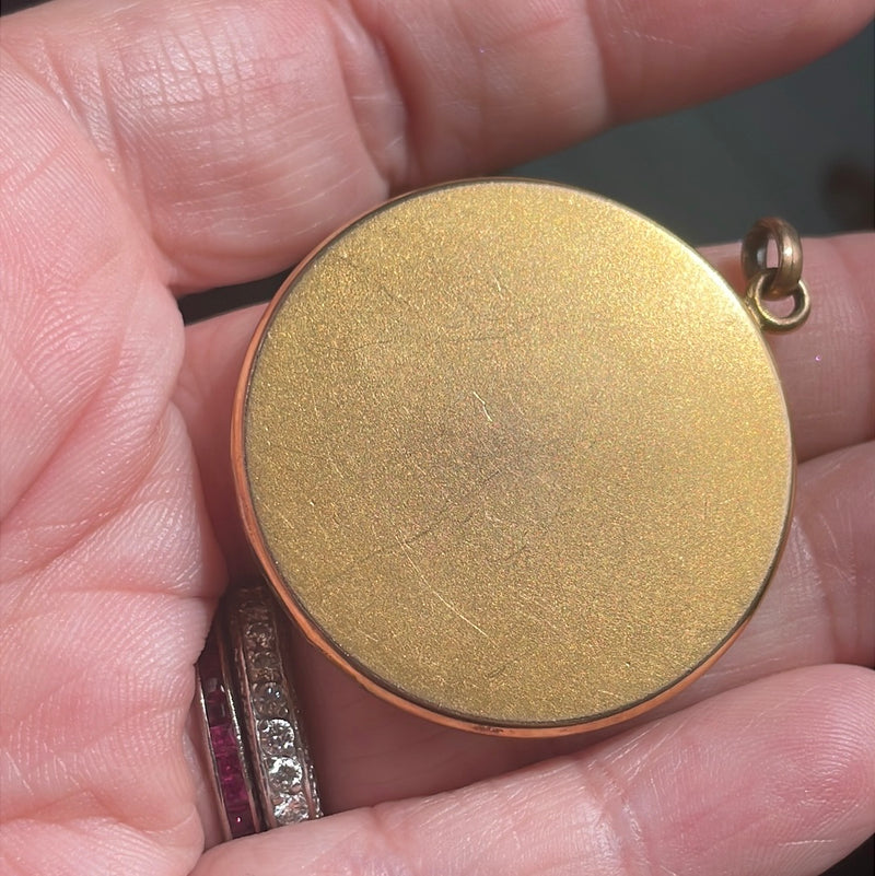 Shield Paste Locket - Gold Filled - Antique