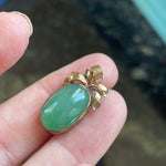 Jade Bow Pendant - 14k Gold - Vintage