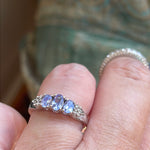 Tanzanite Trilogy Ring - Diamond - 10k Gold - Vintage