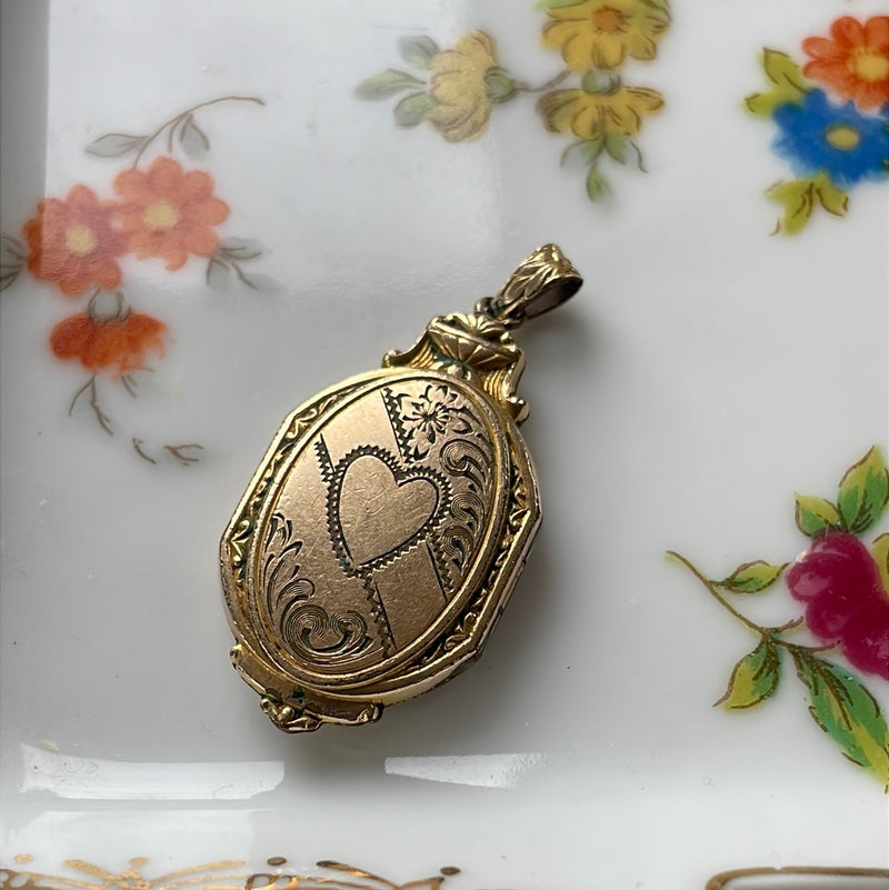 Ornate Heart Locket - Gold Filled - Vintage