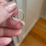 Emerald Hoop Drop Earrings - 14k Wavy Hoops and 18k Gold Drops - Vintage