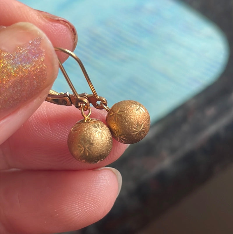 Starry Orb Earrings - 14k Gold - Vintage