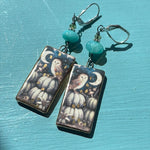 Owl Pumpkin Porcelain Earrings - Amazonite Pumpkin - Sterling Silver - Handmade