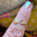 Sun, Moon, Stars Ring - 14k Gold - Vintage