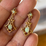 Opal Drop Earrings - 14k Gold - Vintage