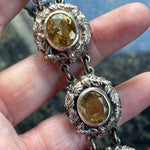 Citrine Bracelet - Art Nouveau - Leaf Motif - Sterling Silver - Vintage