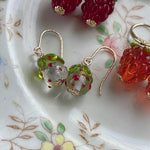 Strawberry Transparent Earrings - Gold Filled - Handmade