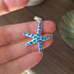 Starfish Pendant - Opal Inlay - Sterling Silver
