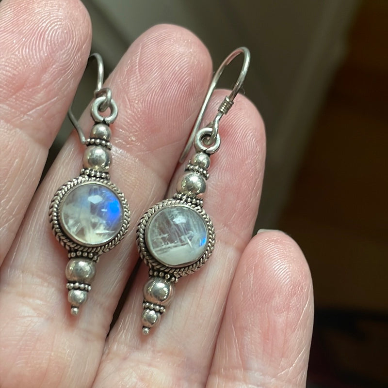Moonstone Earrings - Sterling Silver - Vintage